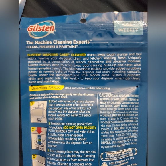 :4 pks of 4 Glisten Garbage disposer Disposal bleach Cleaner Foaming lemon scent - Picture 7 of 13
